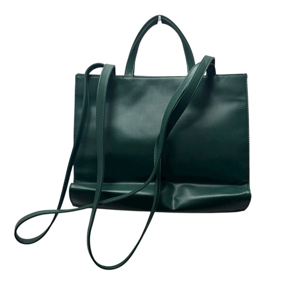 Telfar Medium Shopping Bag Double Handled Tote Dark Olive Vegan Faux Leather NEW - Picture 7 of 10